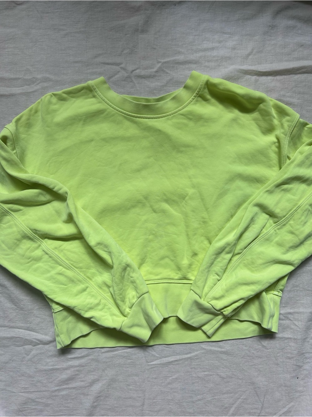 lululemon athletica Neon Lime Cropped Crewneck Sweatshirt